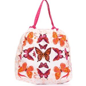 Butterfly Print Tote Bag - Pink and Orange